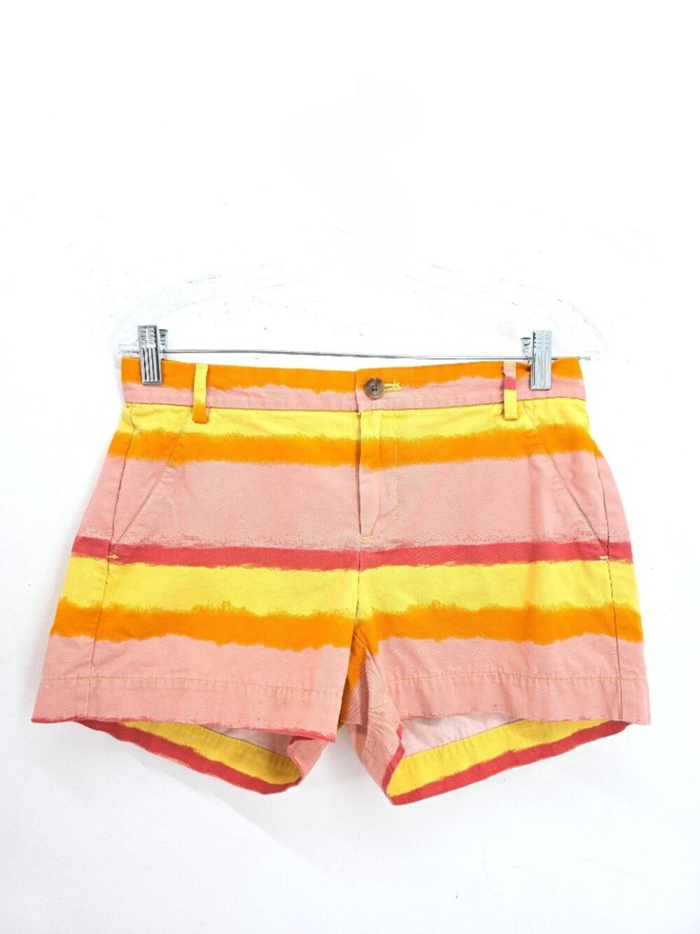 GAP Orange Peach Sunkissed Ombre Striped Chino Shorty Shorts Women Waist 30